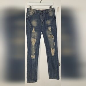 Distressed Blue Jeans